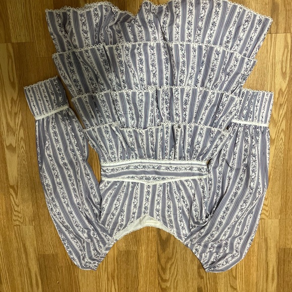 LOVESHACKFANCY Astor Striped Ruffle-tiered Dress In Dusk Size 2 - Picture 7 of 10